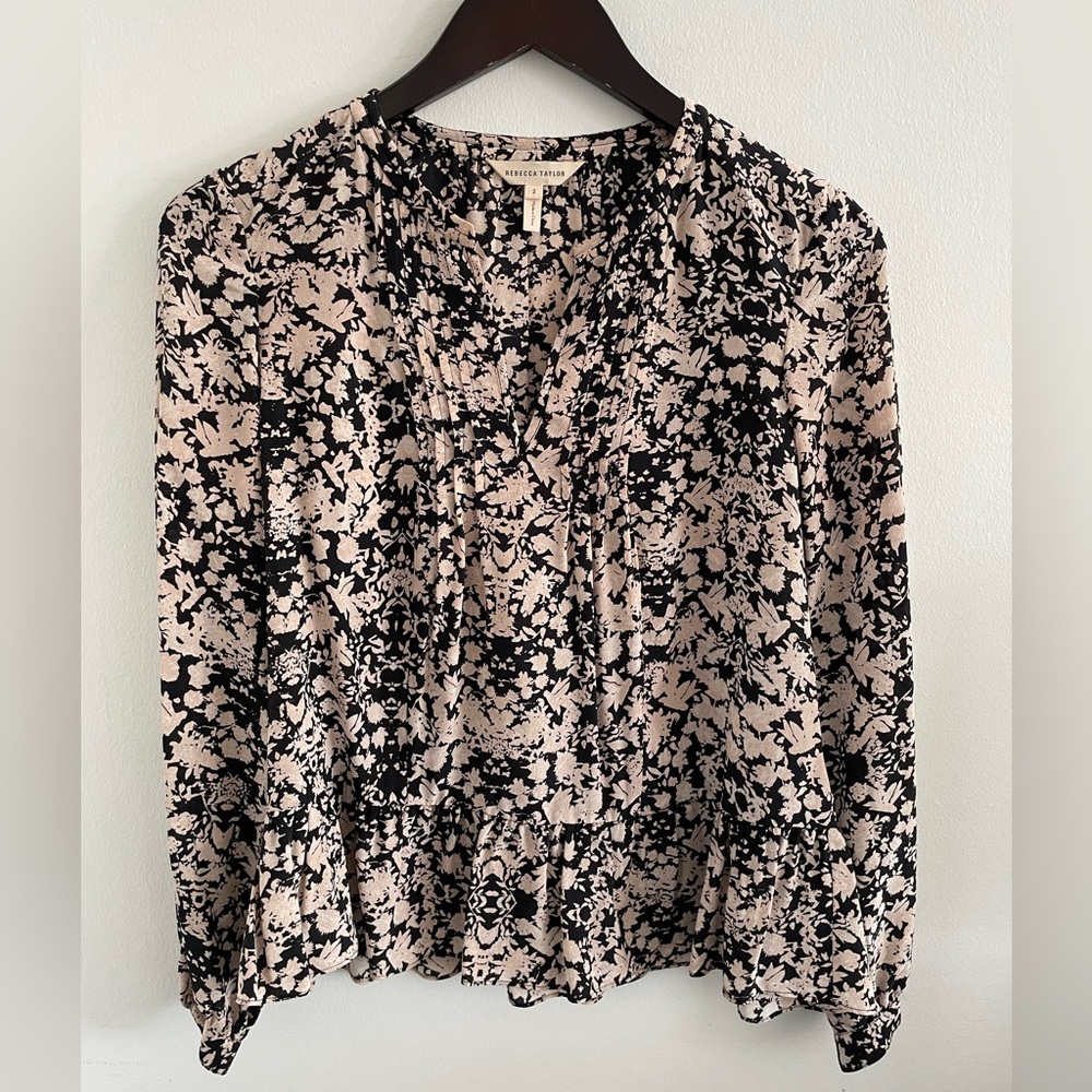 Rebecca Taylor Pink and Black Peplum Blouse | 2